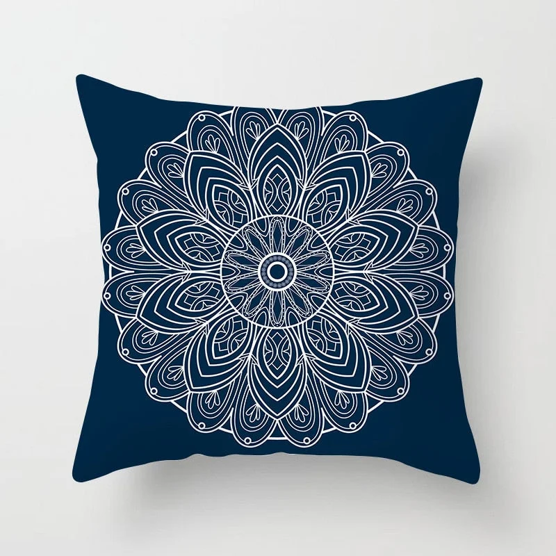 Blue White Porcelain Print Cushions Case Bohemian Style Mandala Geometry Pillows Case Modern Fashion Sofa Chairs Throw Pillows