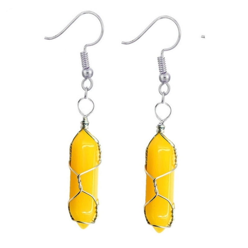 1 Pair Casual Minimalist Geometric Natural Stone Crystal Iron Drop Earrings