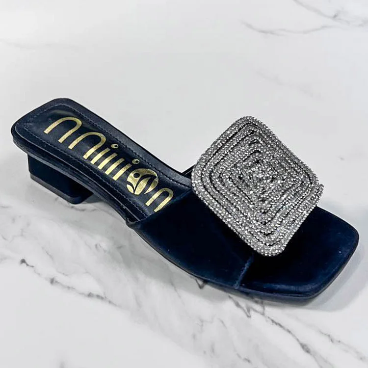 Fashion Solid Square Head Mueller Slippers