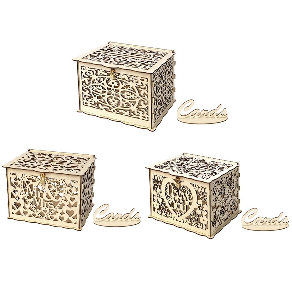 

Creative DIY Wooden Hollow Gift Cards Box Container Wedding Party Decor, Jm01191, 501 Original