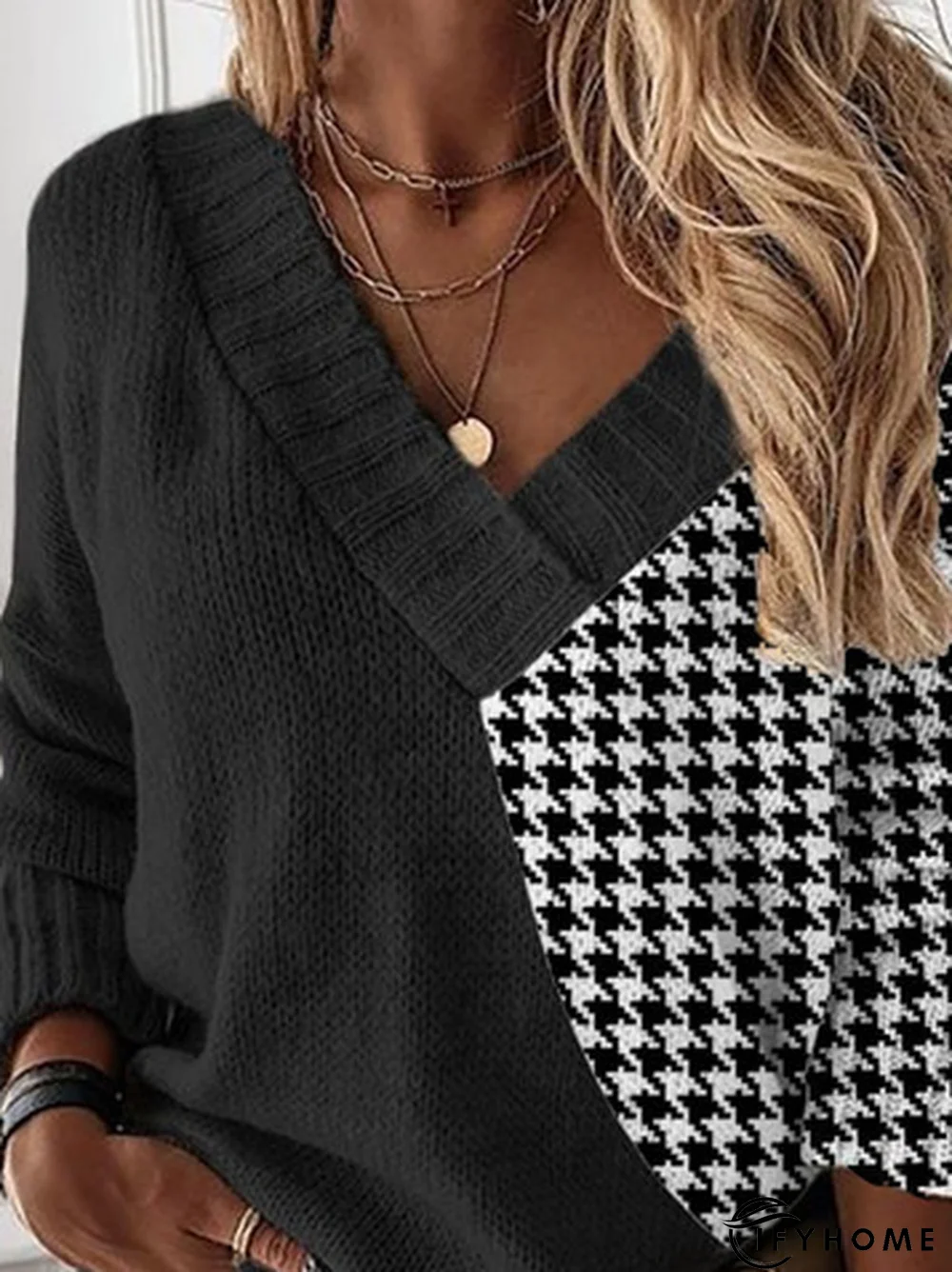 Casual V Neck Long sleeve Loose Sweater | IFYHOME