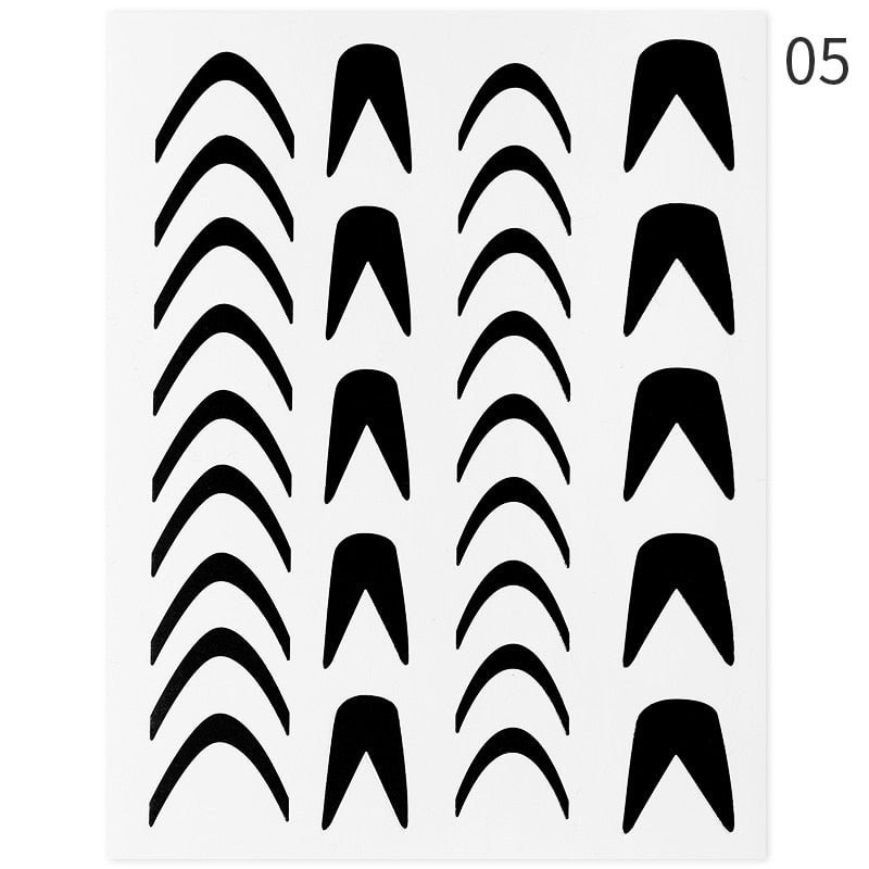 1Pc Black White French 3D Nail Sticker Hollow Painting Nail Trasnfer Sliders Manicure Butterfly Star Heart Pattern Nail Decor