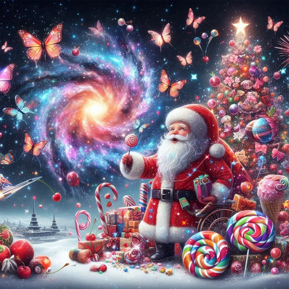 Full Round Diamond Painting - Santa Claus Starry Sky(Canvas|40*40cm)