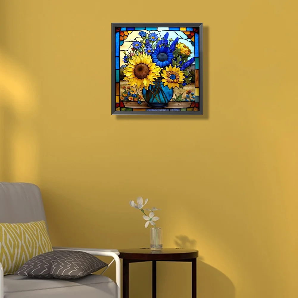 Diamond Painting - Full Round Drill - Stained Glass Sunflower(35*35cm)
