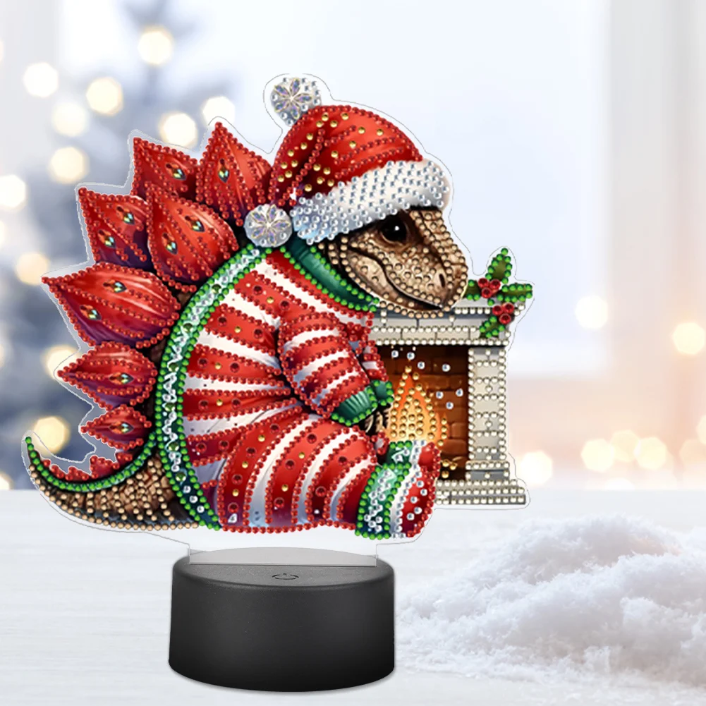 Acrylic Double Sided Butterfly Xmas Dinosaur Diamond Painting LED Night Light