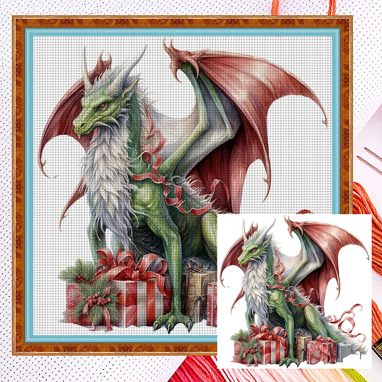 【Huacan Brand】Christmas Pterosaur 11CT Counted Cross Stitch 40*40CM