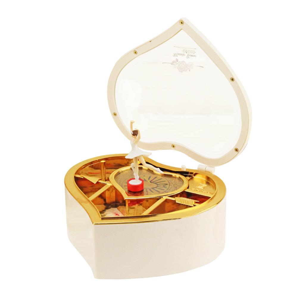 

Romantic Love Heart Ballerina Music Box Jewelry Storage Case, White, 501 Original