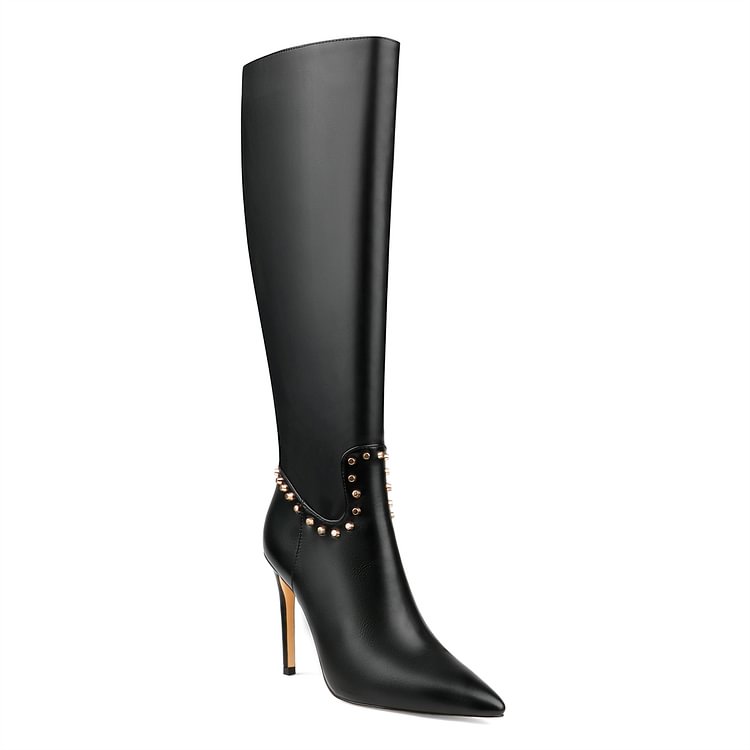100mm Fashion Zipper Leather High Heels Knee Boots VOCOSI VOCOSI