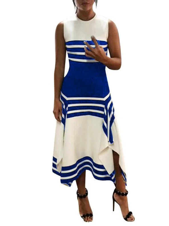 Women's Scoop Neck Sleeveless Striped Maxi Dress