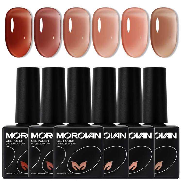 Nude & Brown - 6 Colors Jelly Gel Nail Polish Set
