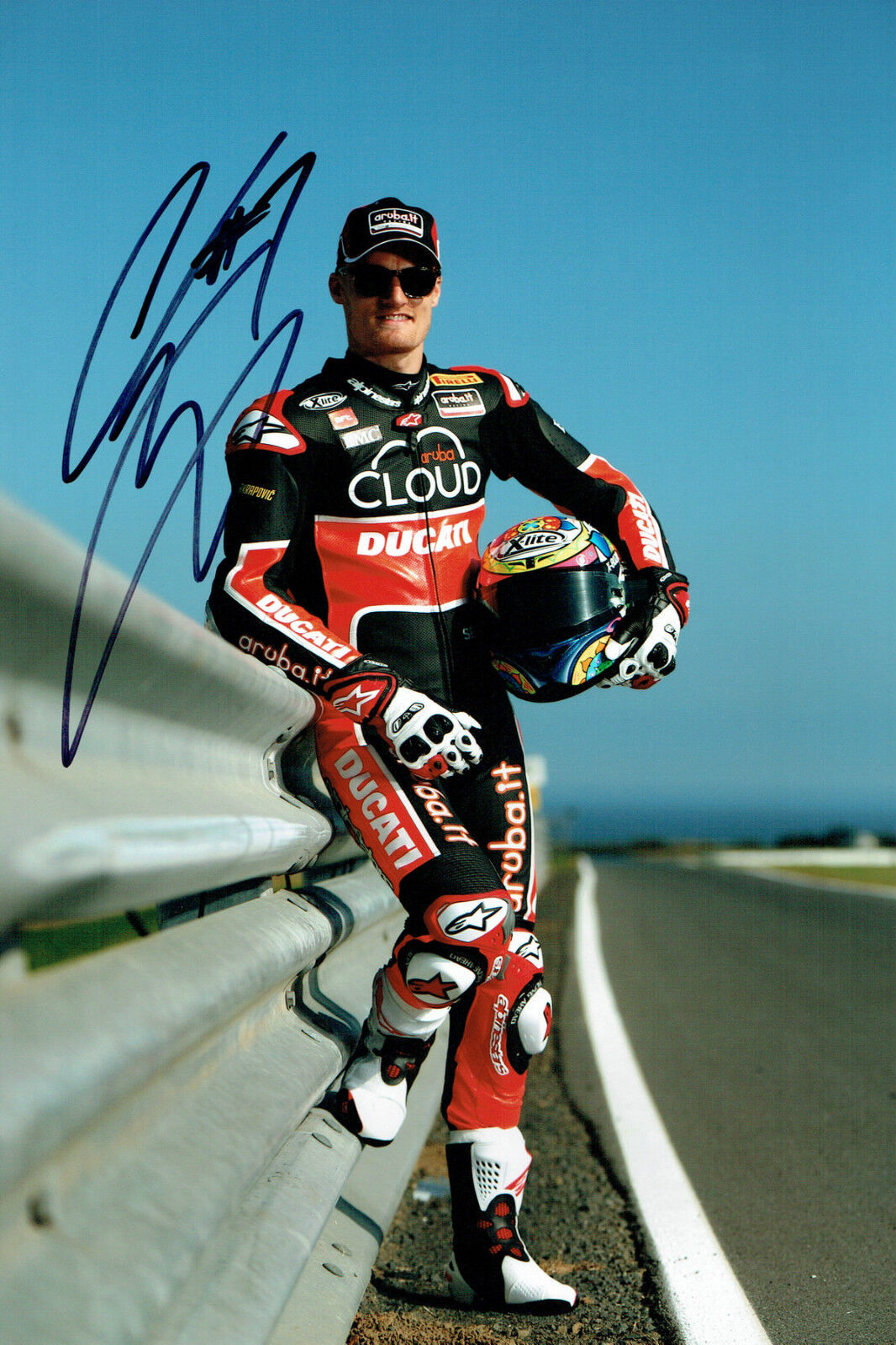 Chaz DAVIES SIGNED Autograph 12x8 Ducati Aruba.it Portrait Photo Poster painting AFTAL COA