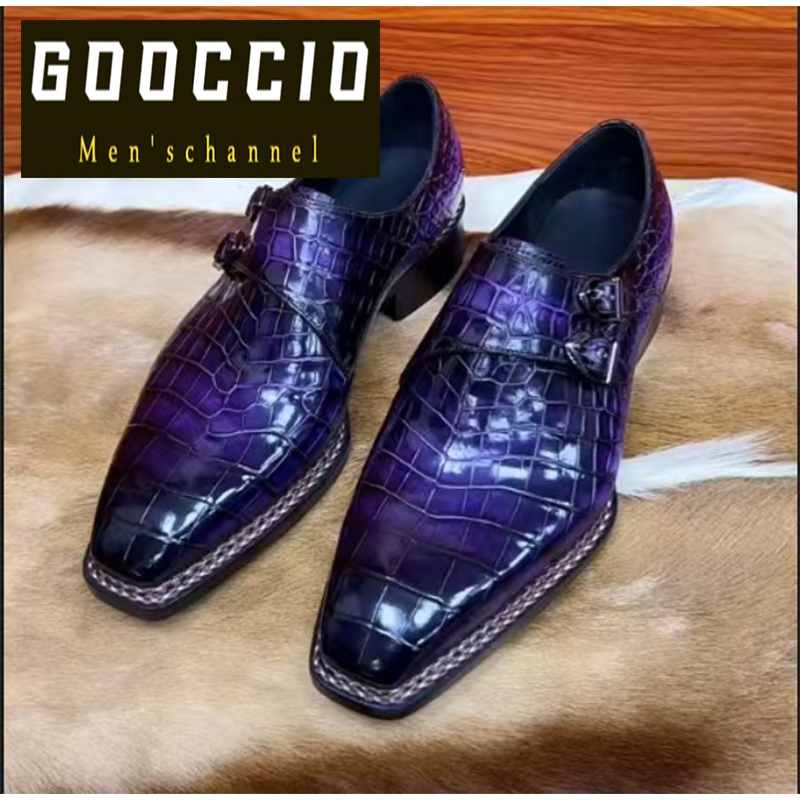 MY180 Crocodile Leather Monk Shoes For Men  GOOCCIO-MY-Series  