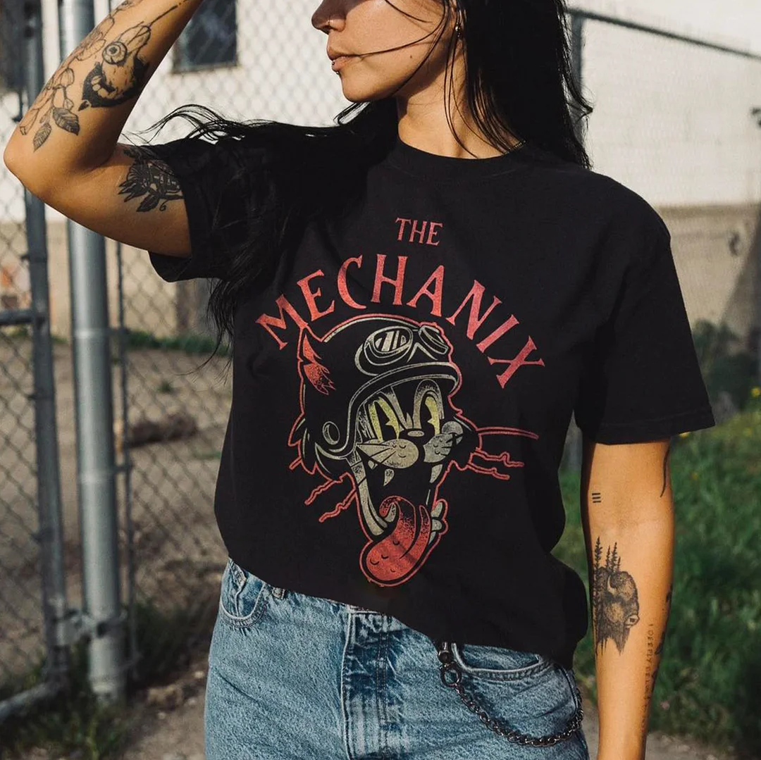 THE MECHANIX Helmet Cat Print Women's T-shirt