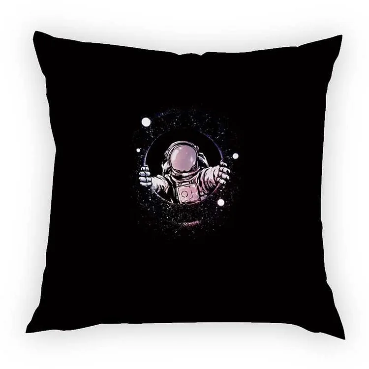 Funny Astronaut Pattern Cushion Cover Funny Space Moon Rocket Pillow Case Home Decoration Peach Skin Pillow Case 45*45cm
