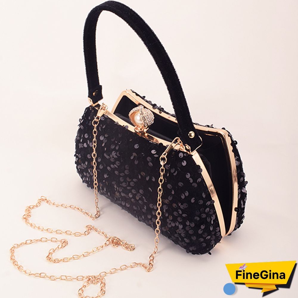 Black Formal Patchwork Sequins Bags