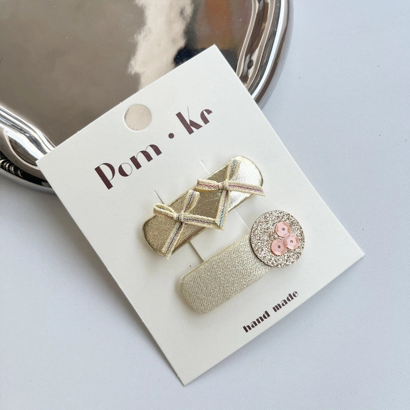 Cute Kid’S Heart Shape Bow Knot Leather Sequins Hair Clip