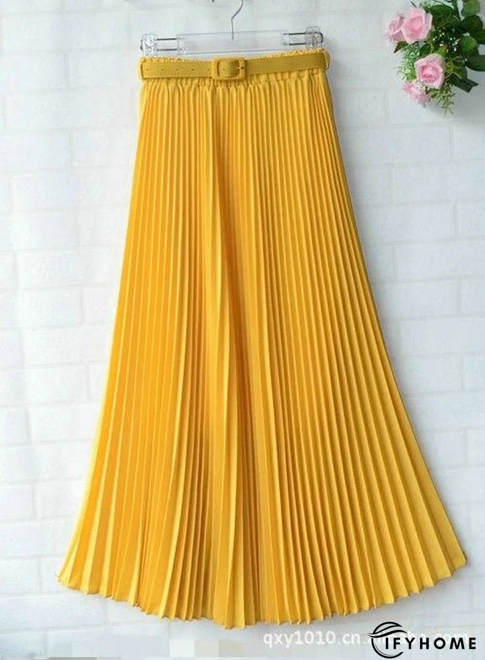 New Summer Women Ladies Elegant Long Skirt Retro Maxi Chiffon High Waist Solid Casual Pleated Beach Long Skirt Sundress | IFYHOME
