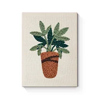 Lush Green Leaves in Pot - Punch Needle