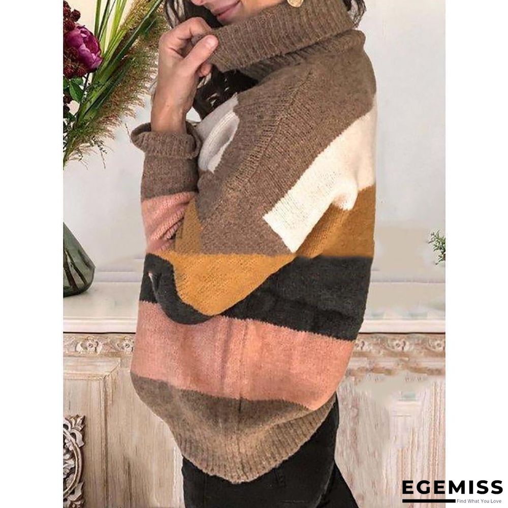 Elegant High Neck Striped Sweaters | EGEMISS