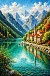 Luxury AB Velvet Diamond Painting Kit - Landscape Architecture