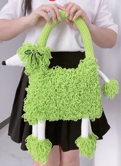 Lulusnow Handmade Green Elegant Gog Crochet Hand Bag Gift For Her/Him/Kids/Christmas/St.Patrick's/Birthday/Easter