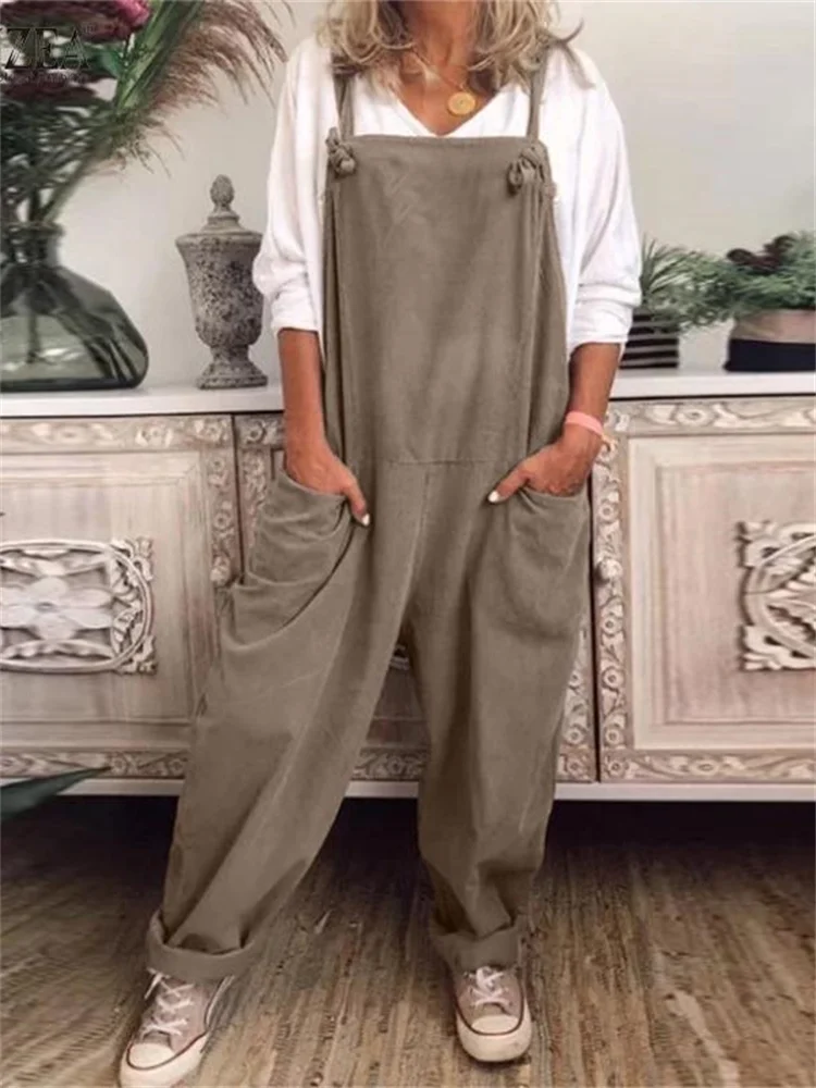 Comstylish Big pocket cocoon oversized linen jumpsuit