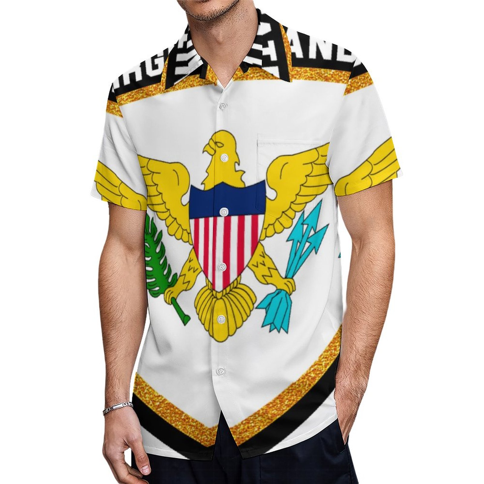 United States Virgin Islands Flag Hawaiian Shirt Mens Button Down Plus Size Tropical Hawaii Beach Shirts