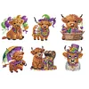 6PCS-Fleur animal-diamant peinture aimant r&eacute;frig&eacute;rateur