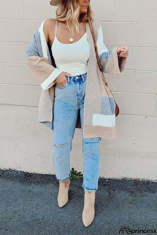 Geometry Color Block Cardigan