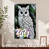 2027 Pearl Owl DIY Paper Diamond Painting Wall Calendar Set Special Shaped Partial Drill Monthly Flip Hanging Calendar Kit for Adults Beginners Gift Home Office Decor