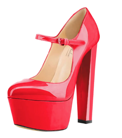 Red Patent Leather Platform Mary Jane Pumps - Custom Made Vdcoo