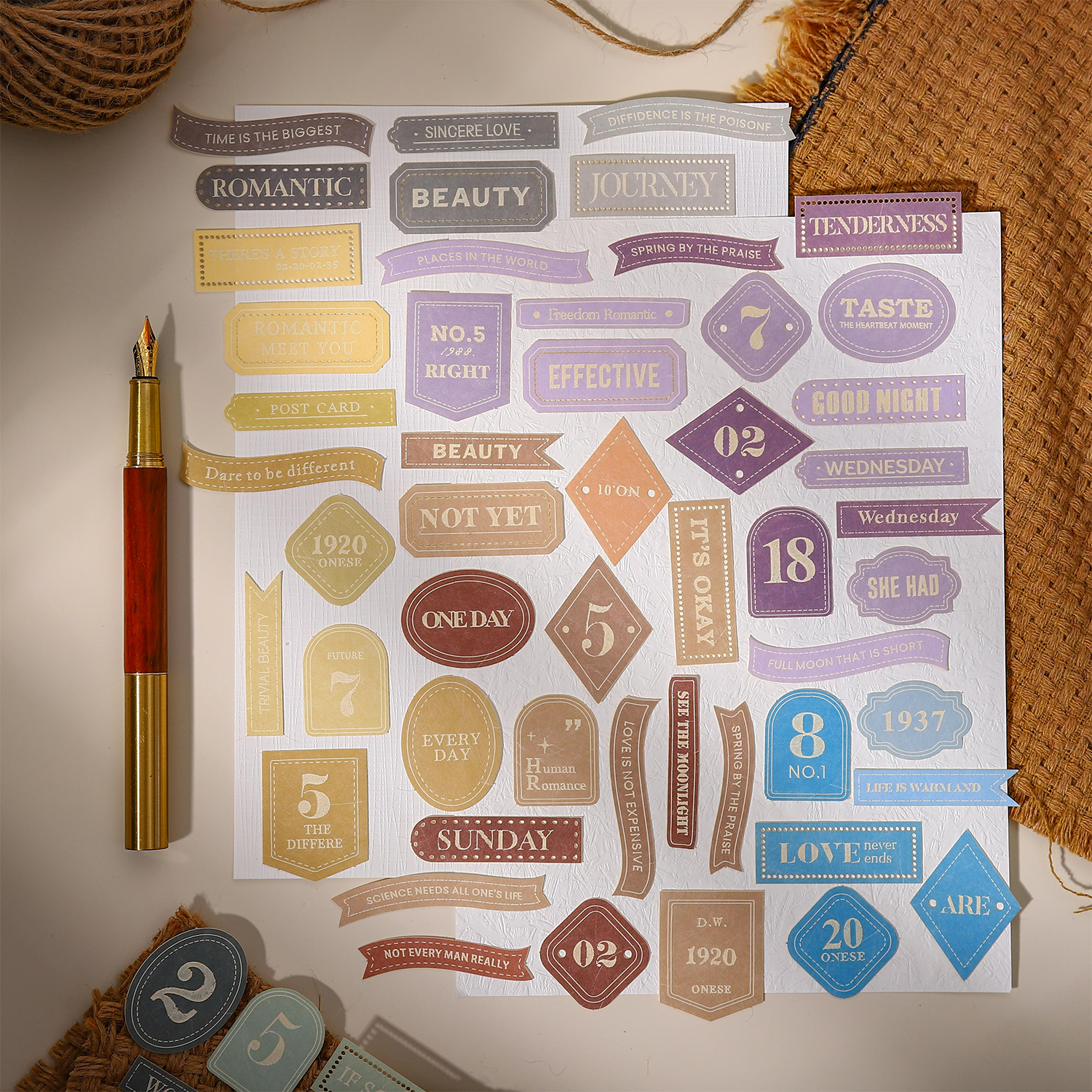 소재지 - 수제지 시리즈 빈티지 영어 텍스트 숫자 라벨