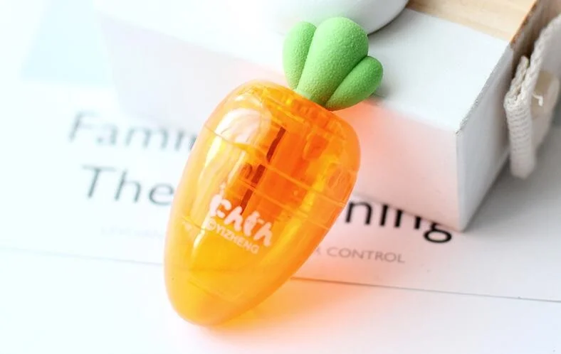 1 Pcs Cute Carrot mechanical Pencil Sharpener With Eraser For Pencils school office supply Student Stationery Decoration Item