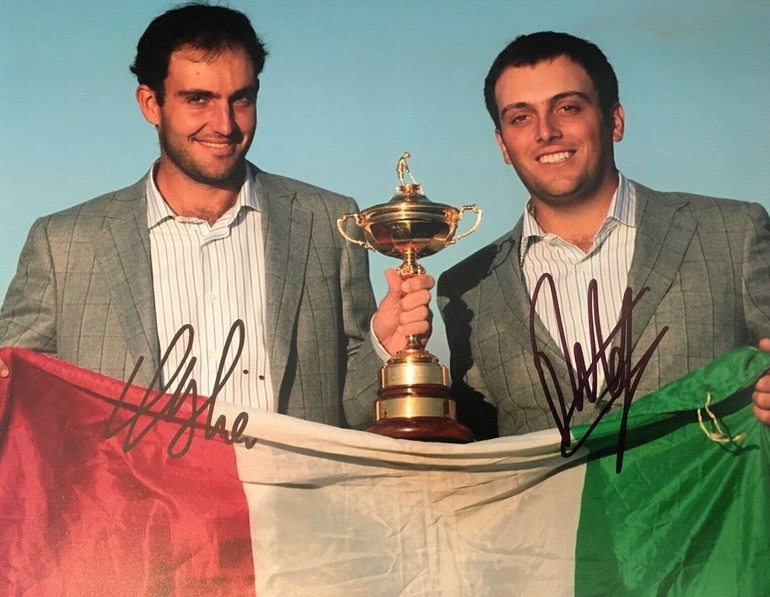 EDOARDO & FRANCESCO MOLINARI - ITALIAN GOLFERS - STUNNING SIGNED COLOUR Photo Poster painting