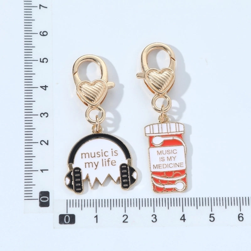 Cartoon Style Cute Letter Earphones Metal Zinc Alloy Bag Pendant Memorial Keychains