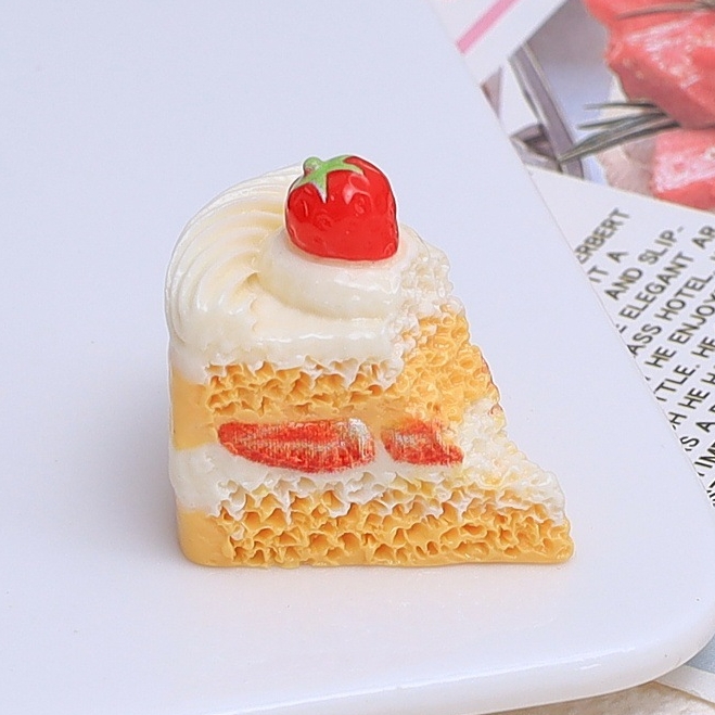 Mini Cake Strawberry Cake Slice Resin Charm
