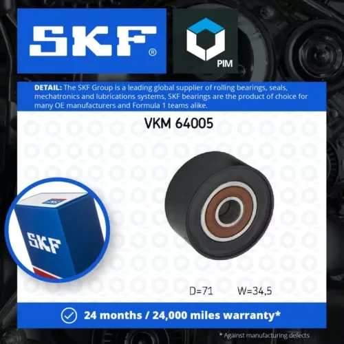 Aux Belt Idler Pulley fits MAZDA 6 GH 2.2D 08 to 13 Guide Deflection SKF Quality Parts