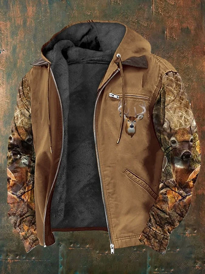 Men's Vintage Camouflage Elk Fleece Jacket