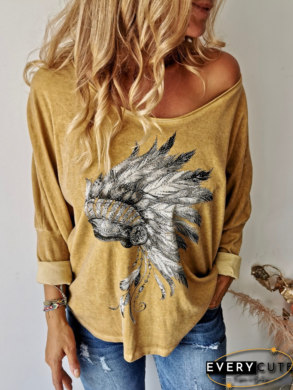 Yellow Cotton Casual Plus Size Blouse