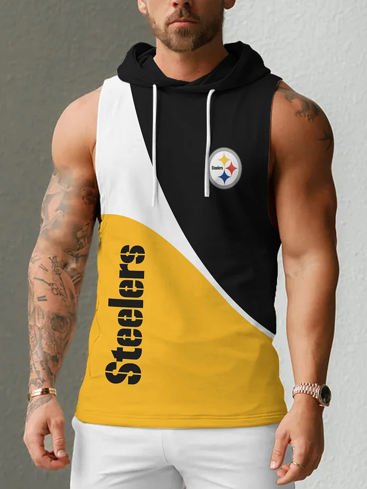 Pittsburgh Steelers Men's  Casual Comfy Sleeveless Hooded Tank Top