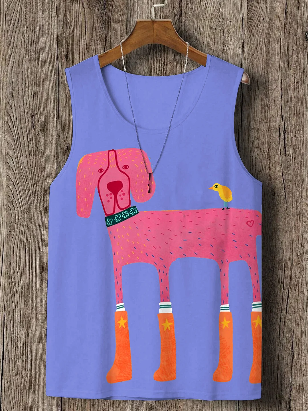 Men's Pink Great Dane In Boots Print Tank Top