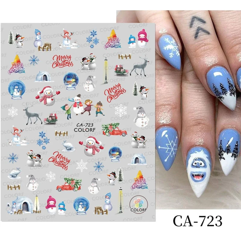 1Pc 3D Halloween Nail Stickers Anime Joker Spider Snake Sliders Nail Art Stickers Adhesive Christmas Decals Snowflake Decor-Nail Inspo