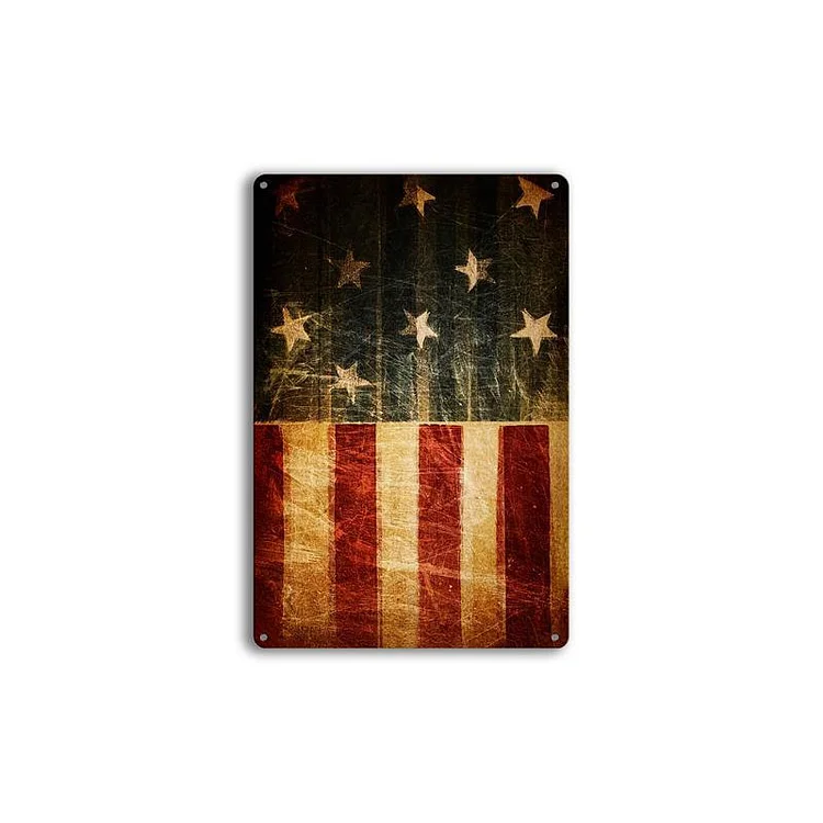 American Independence Day Stars and Stripes Tin Painting