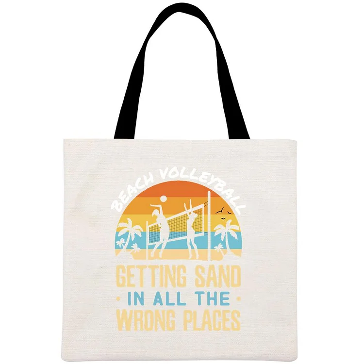 Beach Volleyball Getting Sand in All the Wrong Places Printed Linen Bag-Annaletters