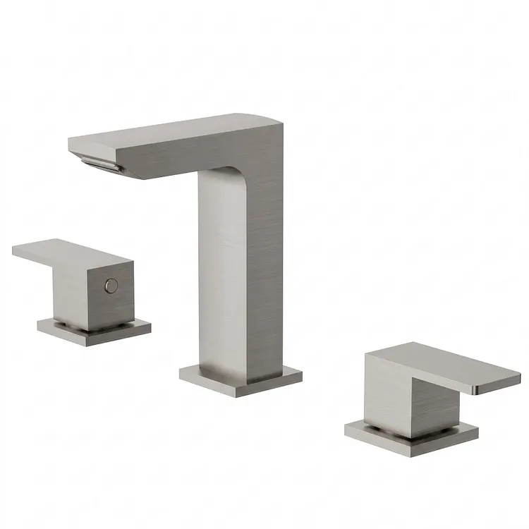 EVERSTEIN Widespread Waterfall Bathroom Faucet 5.98 '' Spout Height in Brushed Nickel