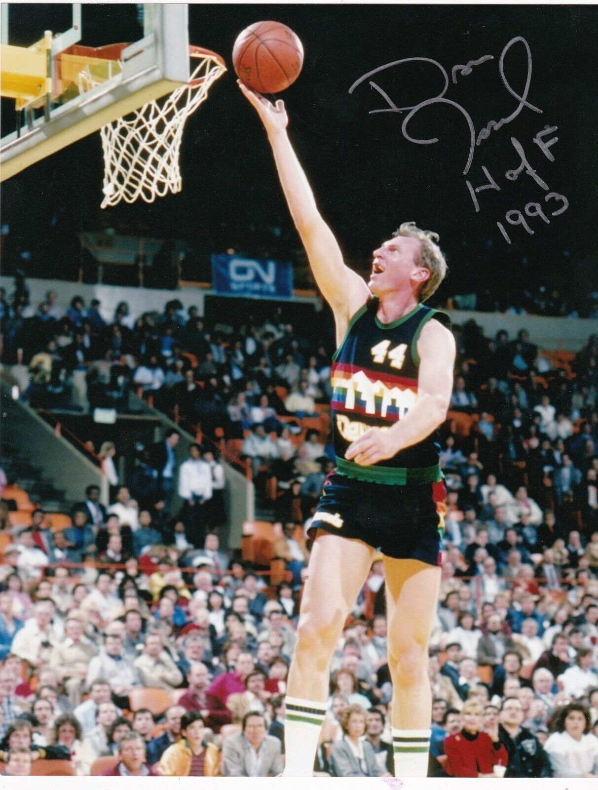 DAN ISSEL DENVER NUGGETS HOF 1993 ACTION SIGNED 8x10