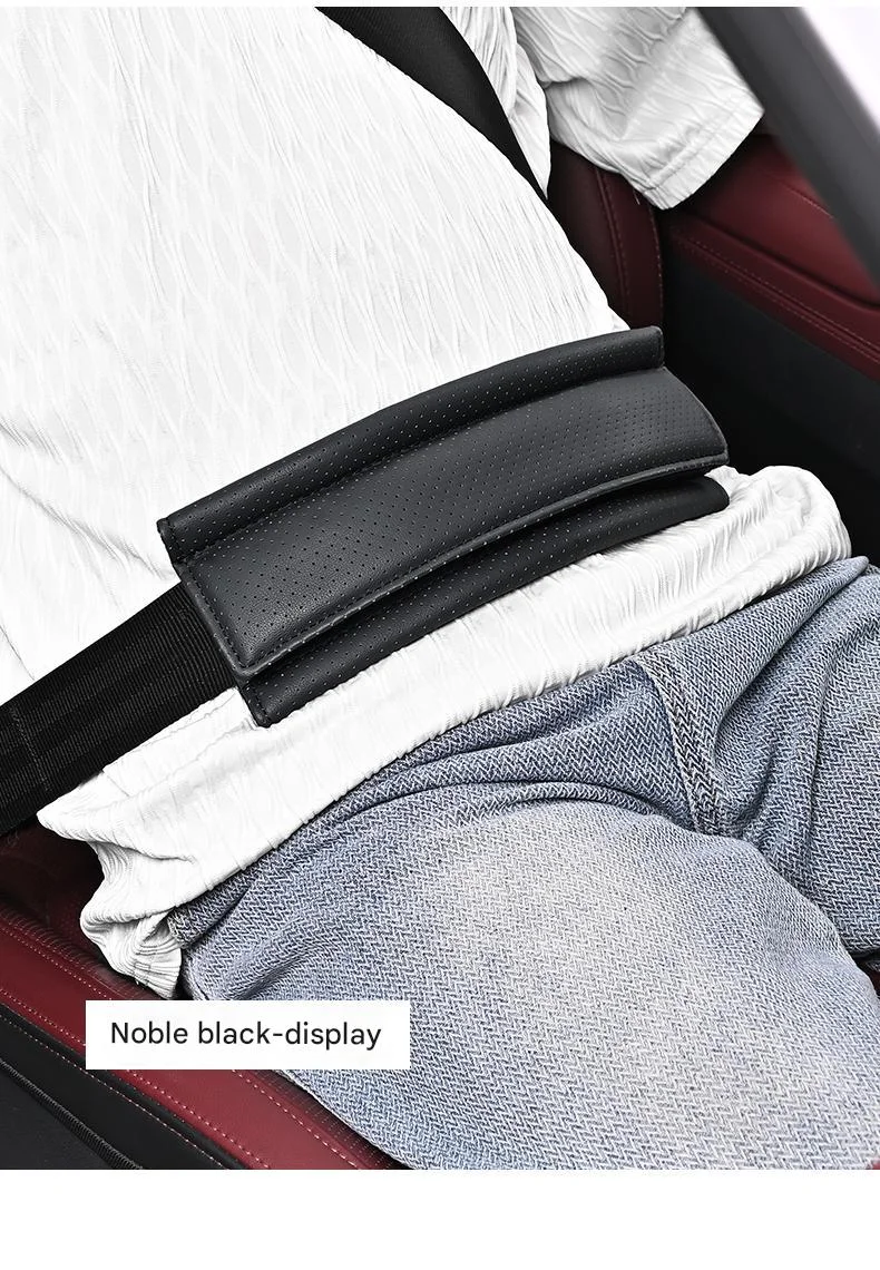 Car seat belt abdomen/shoulder anti-strangulation leather cover