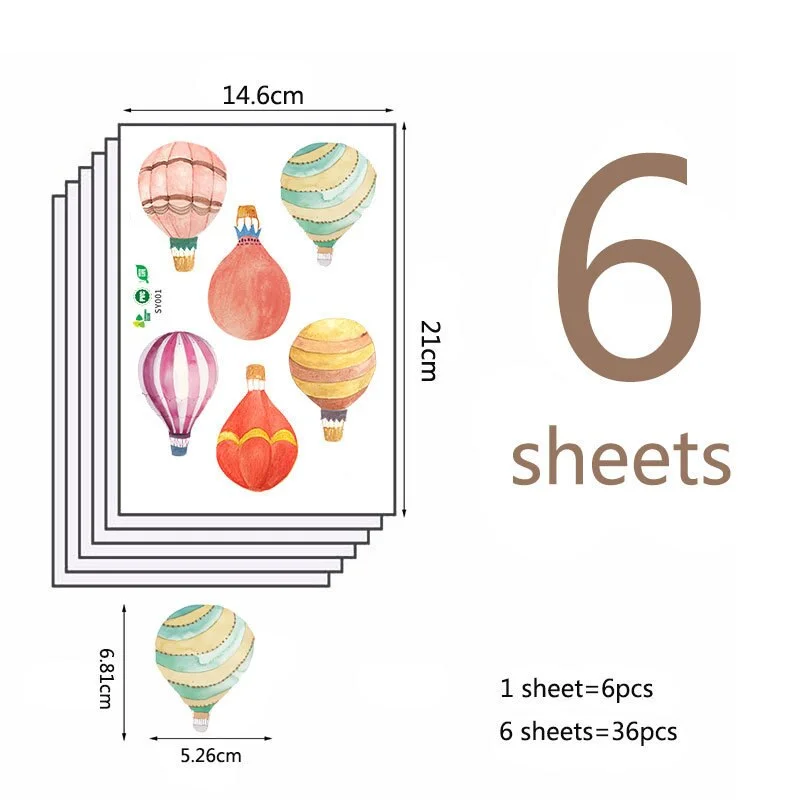 36pcs Macaron Hot Air Balloon Water color Wall Sticker Color Circle Wall Decals For Kids Room Baby Nursery Decoration Home Decor