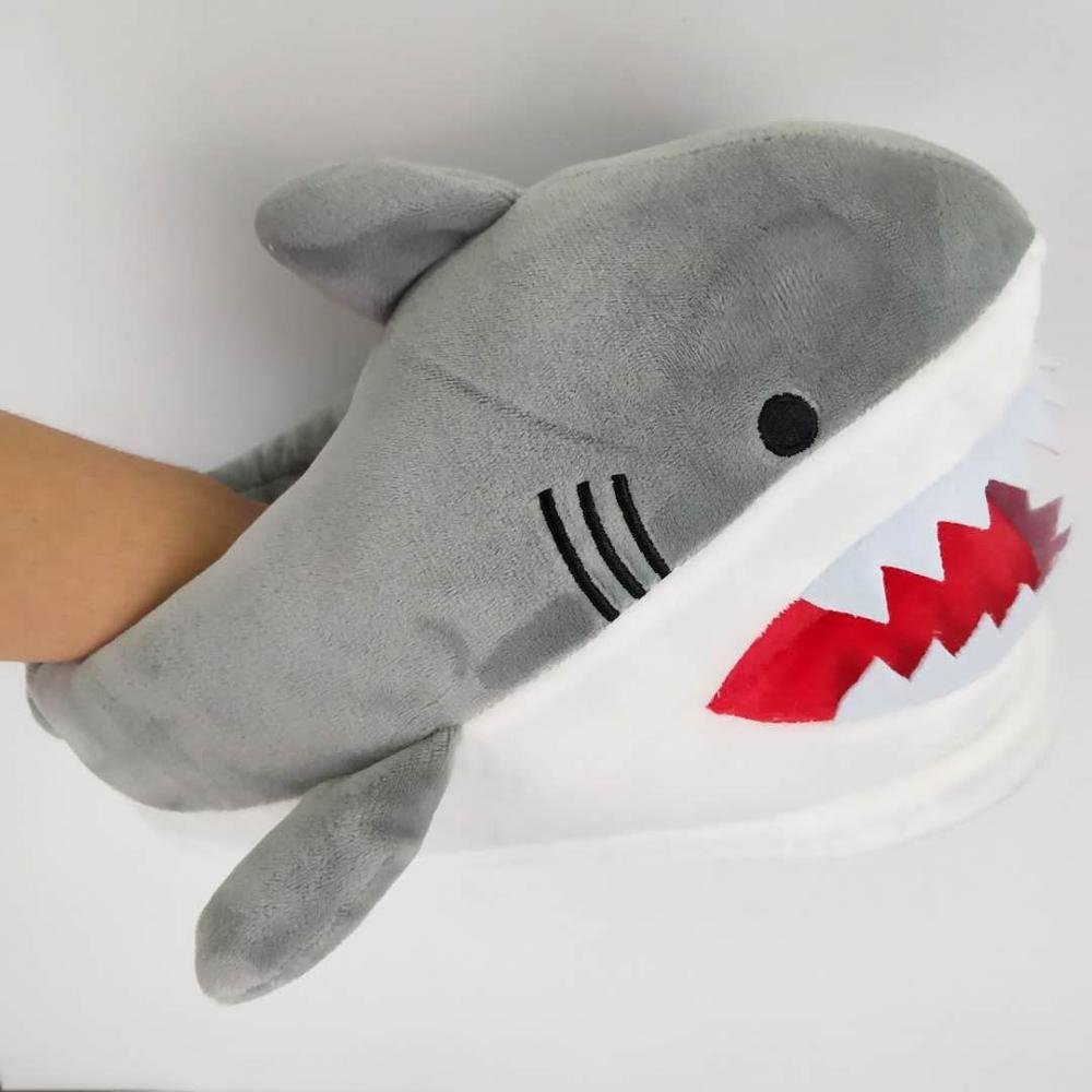 Adult Shark Slippers Women Winter Soft Home Shoes Fury Slippers Unisex Funny House Room Lazy Shoes Girls Blue Animal Slippers