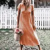 Solid Color Button Fly Daily Casual Dresses